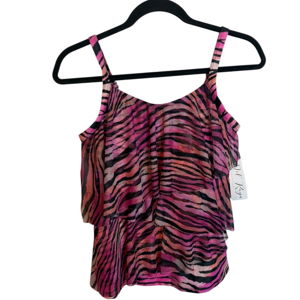 Nwt Del Raya Pink Zebra Mesh Tankini Top